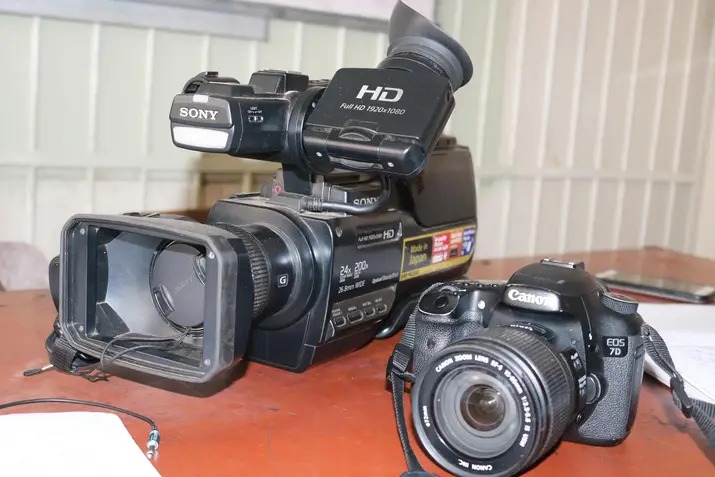 Professional Sony camcorder and Canon DSLR